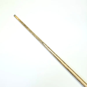 Angled view of Premium Cues ICON No.015 cue shaft made from high-quality ash wood, designed for smooth and accurate snooker shots.