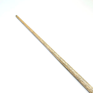 Side angle of Prestige Cues Green Plate one piece snooker cue highlighting the natural ash grain and balanced design.