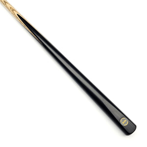 TI Asia Cues Shooter one piece snooker cue with ebony butt and natural ash shaft, 57.5 inches long for professional play.
