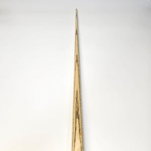 Top-down view of Premium Cues ICON No.009 - One Piece Snooker Cue highlighting the straight grain ash shaft for consistent cueing.