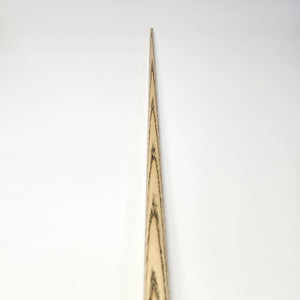 Top-down view of Premium Cues ICON No.010 shaft with straight grain ash wood, designed for precision and control in snooker shots.