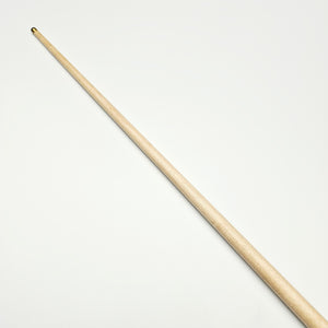 Top view of Asia Cues Support one piece snooker cue shaft, crafted from maple wood for durability and consistent performance.