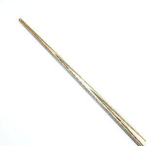 Full-length view of Prestige Cues Green Plate 4 one piece snooker cue shaft, featuring straight grain ash wood and 57-inch length.