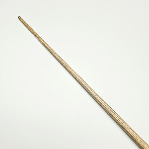 Detailed view of ash shaft on Asia Cues Support pool cue, highlighting the natural wood grain and smooth finish.