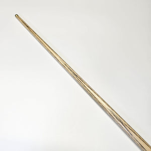 Angled view of Premium Cues ICON No.010 shaft showing detailed ash wood grain, perfect for cue ball control in snooker.