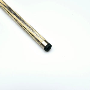 Close-up of Premium Cues ICON No.026 titanium ferrule and 9.5mm tip, built for durability and precision in snooker gameplay.