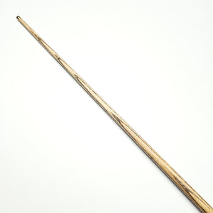 Top section of Asia Cues Shooter snooker cue with smooth ash grain and 9.8mm tip, designed for accurate cue ball strikes.
