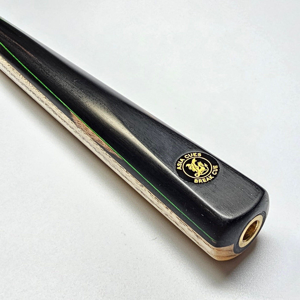 Asia Break Cue 3/4 Jointed Ash Ebony with Green Veneer badge veiw