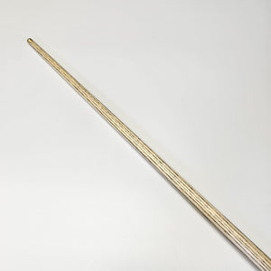 Side angle of Premium Cues ICON No.006 snooker cue showing fine ash wood grain, ideal for indoor billiards precision.