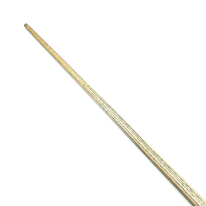 Detailed view of Prestige Cues Green Plate snooker cue shaft highlighting the natural ash wood grain and smooth finish.