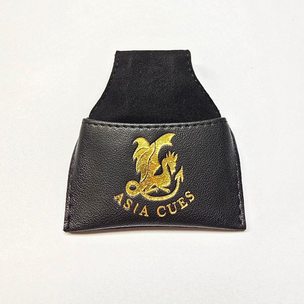 Asia Cues Black & Gold Leather Chalk Pouch
