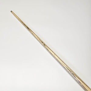 Angled view of Premium Cues ICON No.001 showcasing the straight ash shaft, designed for balance and control in cue sports.