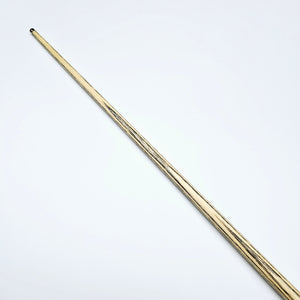 Premium Cues ICON No.026 snooker cue shaft with visible wood grain pattern, crafted for balance and control in competitive play.