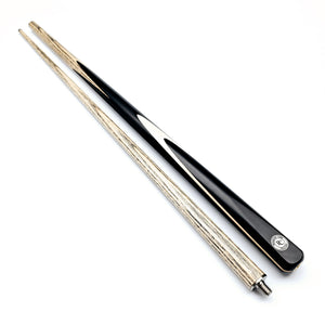 Premium Cues Original Handmade Titanium Two Piece Snooker Cue with ash shaft and ebony butt, designed for professional indoor billiards play.