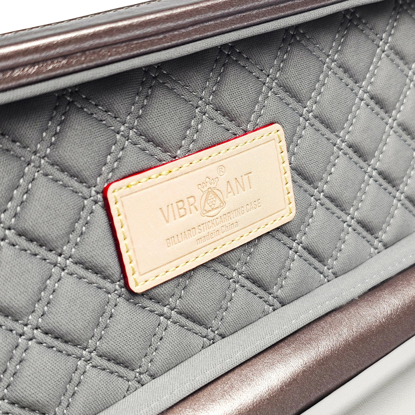 Vibrant Carbon 3 Channel Green One Piece Cue Case - Interior Vibrant Logo close up view