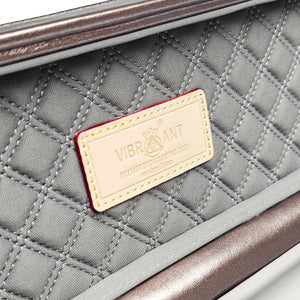 Vibrant Carbon 3 Channel Green One Piece Cue Case - Interior Vibrant Logo close up view