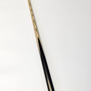 Full-length angled view of Premium Cues ICON No.011 - One Piece Snooker Cue with ash shaft and ebony butt for optimal performance.
