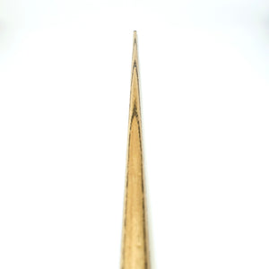 Top-down view of Premium Cues ICON No.014 one piece snooker cue showing straight grain shaft and precision taper for accurate cueing.