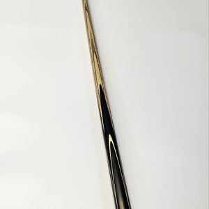 Full-length view of Premium Cues ICON No.005 - One Piece Snooker Cue combining dark ebony butt and light ash shaft for stylish performance.
