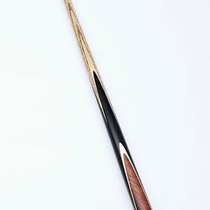 Full view of Asia Cues Signature No.566 one-piece snooker cue, 57 inches long with 9.3mm tip, ideal for precision indoor billiards play.