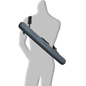 Svartur 2 piece cue case metalic grey on mannequin