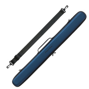 PowerGlide Svartur Metalic Blue Two Piece Cue Case with sleek design, durable construction, and detachable black shoulder strap for pool or snooker cues.