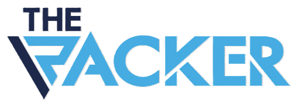 Logo of 'The Racker' ball triangle with a stylized design on a white background